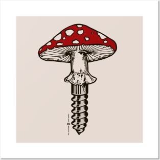 Mushcrewm Mushroom screw Posters and Art